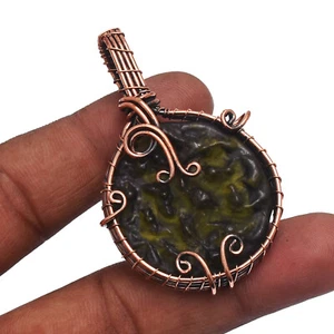 Cawred Peridot Copper Wire Wrapped Handmade Pendants Jewelry 5.4 cm CP-43 - Picture 1 of 5
