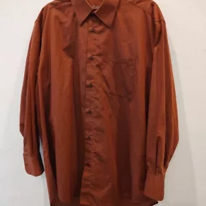 Fratelli Moda Rust Red Italian Long Sleeve Button Up Business Casual Sz 16.5 - Picture 1 of 10