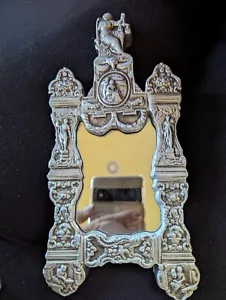Lawyer Gift Wall Mirror Cast Plaster Framed Justice Scales Venice Silver-Look - Picture 1 of 17