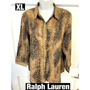 Ralph Lauren Button Down Hemd mit Schlangenhautmuster Gr. X L ist Neu - Bild 1 von 8