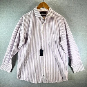 Hart Schaffner Marx Dress Shirt Men 16.5/33 Purple White Stripe Non Iron Classic - Picture 1 of 9