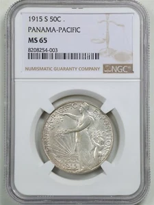 1915-S 50C Panama-Pacific Commemorative Half Dollar MS65 NGC 8208254-003 - Picture 1 of 4