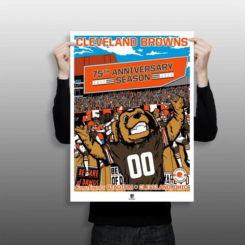 Phenom Gallery Cleveland Browns 75th Anniversary 18" x 24" Serigraph Cover