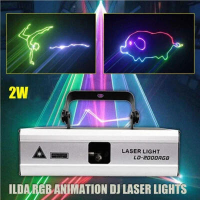 2W RGB Full-color Animation Laser Projector DJ Light ILDA Stage Laser Beam Light - Image 1 of 4