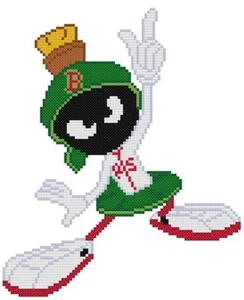 CROSS STITCH+ CRAFT PATTERN Looney Tunes Marvin Martian Red Sox MLB Baseball - Picture 1 of 13