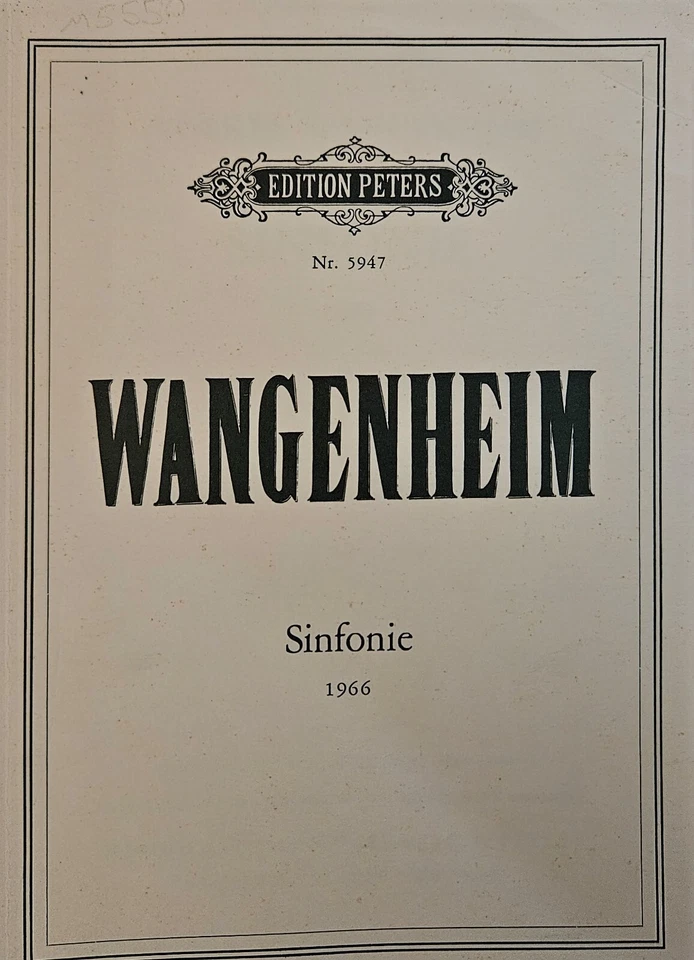 Volker Wangenheim Sinfonie Symphony Edition Peters Study Score - Image 1 of 1