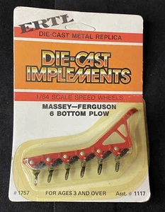 Ertl Die-Cast Metal Replica Massey Ferguson 6 Bottom Plow 1/64 Scale Free Ship - Picture 1 of 2