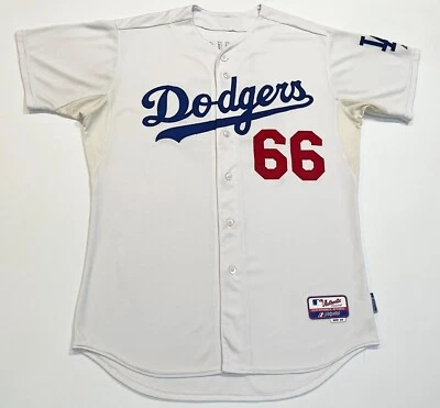 Majestic Authentic MLB Los Angeles Dodgers PUIG #66 Jersey Sz 48 White USA Sewn - Image 1 of 4