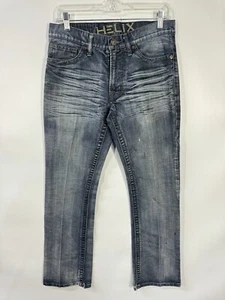 Helix Womens Denim Jeans Actual Size 32Wx30L Blue Slim Boot Cut Mid Rise - Flaw - Picture 1 of 18