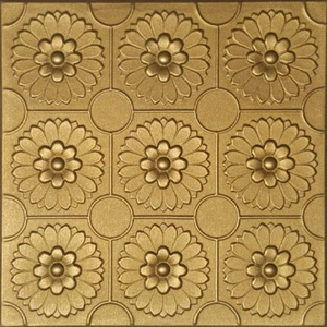 Ceiling Tiles, Glue Up 20" x 20", Decorative, Styrofoam, ODESSA Metalic GOLD - Picture 1 of 2