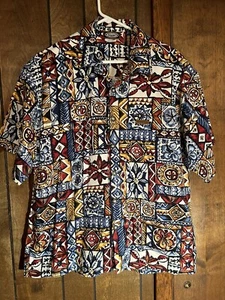 Vintage Island Snow Button Down  Medium  Short Sleeve Hawaiian Flowers Colorful - Picture 1 of 5