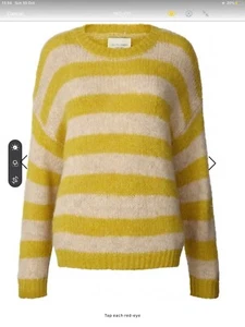 Lollys Laundry yellow ochre/oatmeal stripe, wool blend jumper XL - Picture 1 of 5