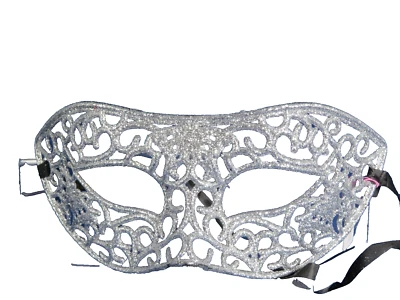 New Silver Glittery Filigree Design Masquerade Ball/Party/Venetian/Carnival Mask - Image 1 of 4