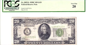 1928-C $20 FRN San Francisco LGS Light Green Seal PCGS Very Fine 20 #L16497123A - Picture 1 of 2