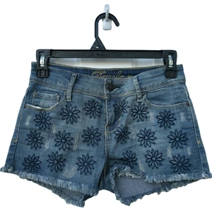 dELiA*s Taylor Sz 0 Juniors Denim Embroidered Flower Cut Off Jean Shorts - Picture 1 of 5