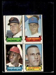 1969 Topps Stamps 4 Player Panel Seaver/Campaneris/McMullen/Briggs EX Y5936 - Picture 1 of 2