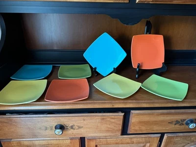 Set Of 8 CRATE & BARREL 6.5"  Square Appetizer Plates NEW - Image 1 of 4