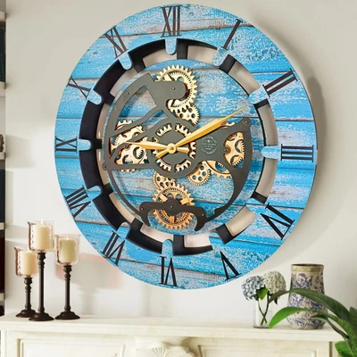 The Gears Clock CANADA LINE WALL CLOCK ROUND 24 INCH OCEAN BLUE - Image 1 of 4