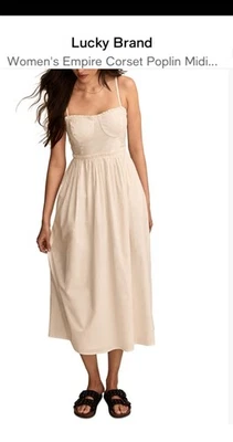 Lucky Brand empire cotton poplin corset midi dress - Image 1 of 4