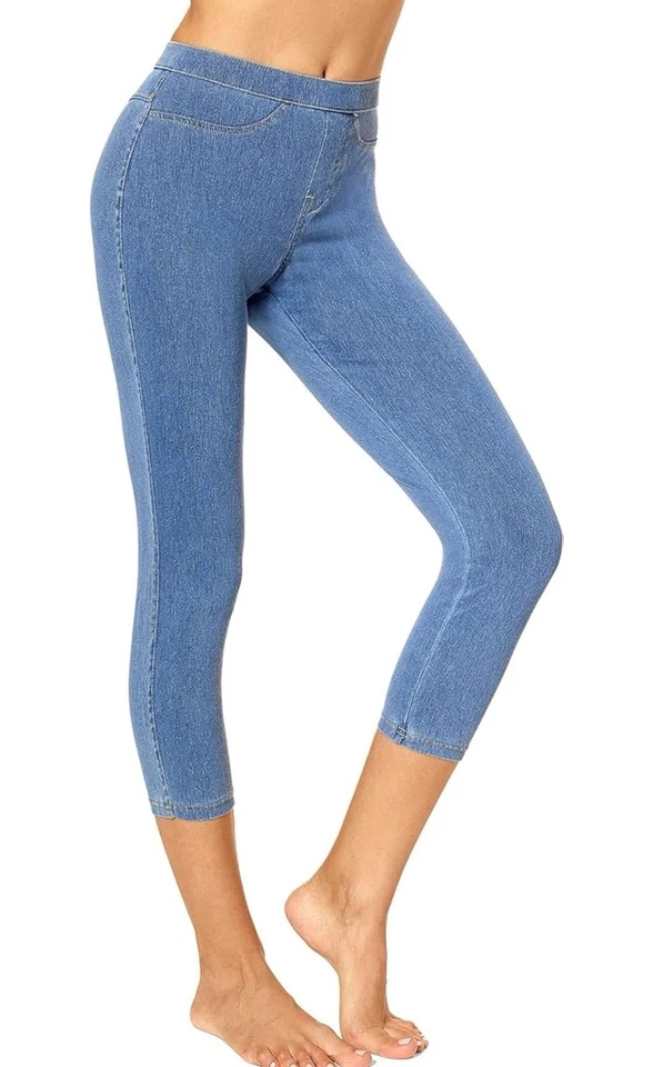 No Nonsense Women's Classic Denim Capri Leggings with X-Large, Light  - Image 1 of 4