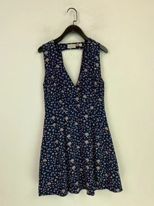 Jack Wills Navy Pink Floral Sleeveless Skater Dress Mini V Neck Summer UK 10 - Picture 1 of 13