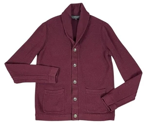 Rag and Bone Cardigan Mens Medium Maroon Shawl Button Up Sweater Merino Wool - Picture 1 of 10