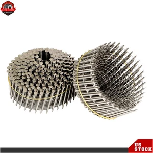 1200Pcs 15 Degree Wire Coil 1-3/4"×.09" Ring Shank Stainless Steel Siding Nails - Picture 1 of 12