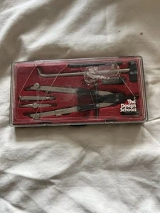 Vintage Compass Divider Set By “The Design Schools” Case Cracked - Picture 1 of 8