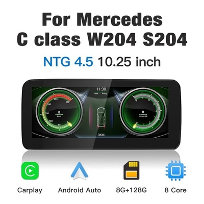 10.25" Carplay GPS Android Stereo Screen for Mercedes-Benz W204 NTG 4.5 2011-14 - Image 1 of 4