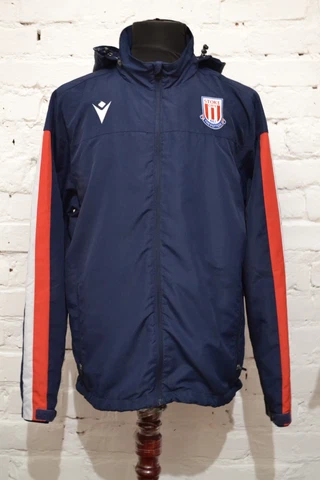 STOKE CITY TRAINING FOOTBALL SOCCER RAIN JACKET MACRON MENS L BLUE Cover
