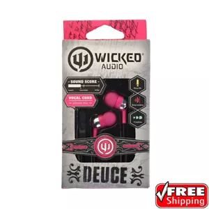 NEW Wicked Audio Stero In-Ear Deuce Earbuds Headphones Mic Pink iPhone Galaxy - Picture 1 of 2