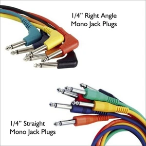 6 MONO Patch Leads / Cables with Right Angle - Straight Plugs - 90cm - FL1490 - Picture 1 of 3