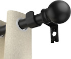 Black Curtain Rods for Windows 31"- 46", Decorative Drapery Rod Adjustable by Sp