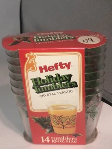 Ocho vasos navideños vintage fuertes nuevos en paquete Navidad acebo diversión - Imagen 1 de 9