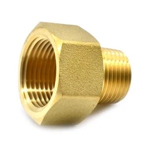 1/2" NPT Male x 3/4" NPT Female Brass Hex Bushing - FB809 - Picture 1 of 6