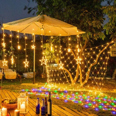 Solar 200/96 LED Fairy String Net Mesh Curtain Lights Waterproof Outdoor Decor - Image 1 of 4