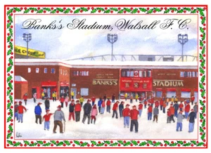 WALSALL FOOTBALL BANKS'S STADIUM GLOSSY CHRISTMAS CARD 8"x 6" FREE POST - Picture 1 of 2