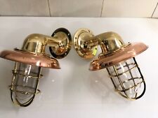 New Brass Bulkhead Light Nautical Wall Sconces Light With copper Shade 2 pcs