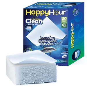 Happy Hour Lenzuola Detersivo per Lavanderia Eco Friendly Colore Sicuro 60 Fogli 120 Carichi - Foto 1 di 7