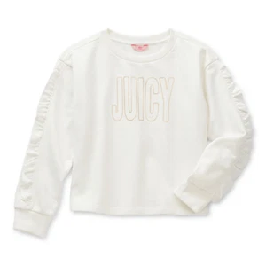 Girls’ $40 Juicy By Juicy Couture Logo Ruffle Sleeve Sweatshirt Size M 10-12 NWT - Picture 1 of 11