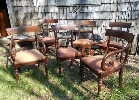ANTIQUE SET OF 6 EARLY 19th CENTURY SHERATON REGENCY CHAIRS Cover