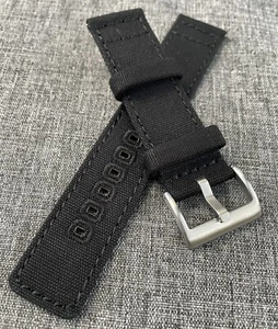Quality canvas watch strap / Black / 316 Stainless / Quick Release 20/22/24mm - Picture 1 of 8