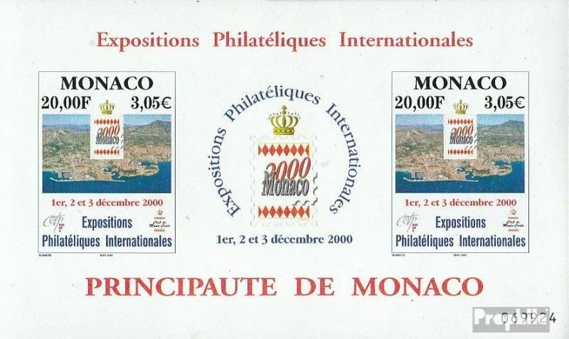 monaco Bloc 81 neuf avec gomme originale 2000 Exposition philatélique - Photo 1/1