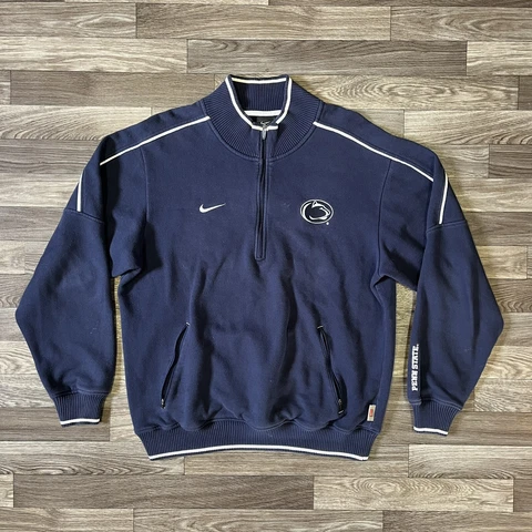 Nike Penn State Nittany Lions Quarter Zip Sweatshirt Jacket; Mens Medium; Blue Cover