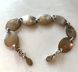 Bracciale MARJORIE BAER MB SF Link Vintage Argento Metallo Arte Metà Secolo Macchinista - Foto 1 di 7