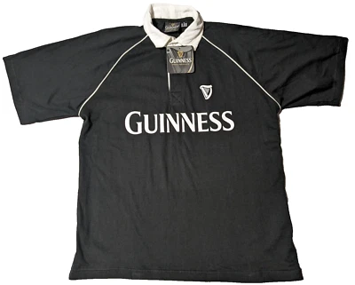 Camisa GUINNESS BEER Hombres Mediana Negra 100% Algodón Manga Corta RUGBY POLO NUEVA Foto 1 de 4