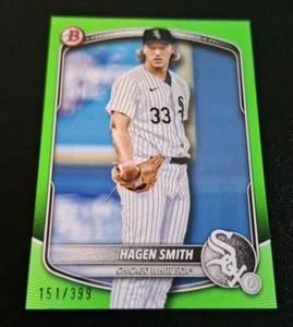 2025 BOWMAN NEON GREEN BORDER SP #BP-44 HAGEN SMITH CHICAGO WHITE SOX #'D /399 - Picture 1 of 2