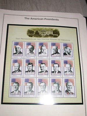 Colección de estampillas Heritage American Presidents Liberia completa a través de Obama Gore Foto 1 de 4