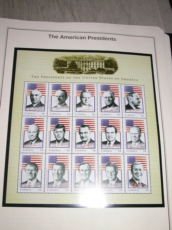 Heritage American Presidents Stamp Collection Liberia Complete thru Obama Gore - Image 1 of 4