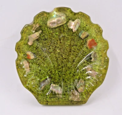 Jabonera acrílica de resina Lucite Sea Shell abulón MCM verde de colección Foto 1 de 4